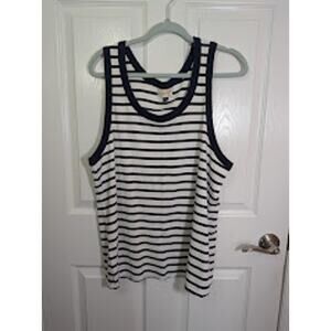 Universal threads navy blue and white striped ribbed tank 3x